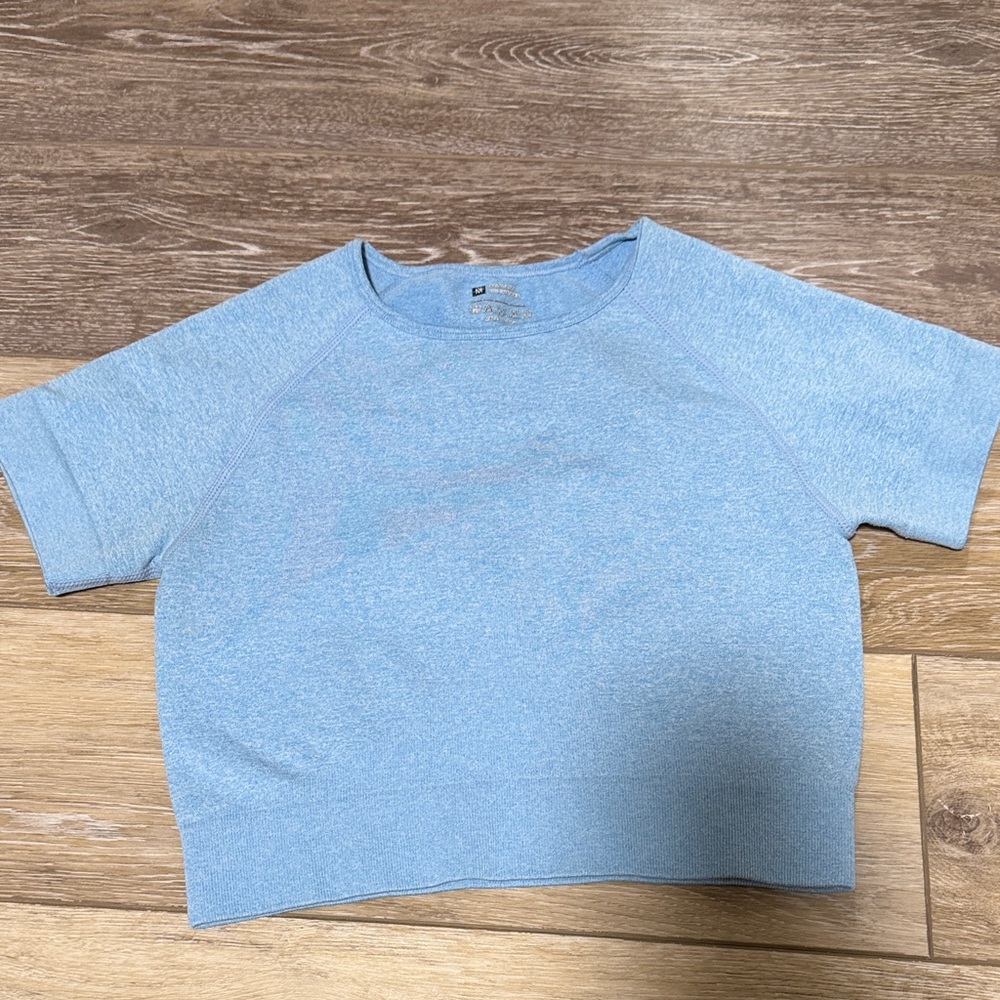 Blue crop athletic top